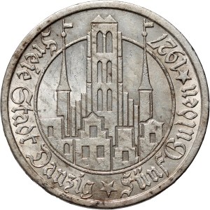 Freie Stadt Danzig, 5 guldenů 1927, Berlín, kostel sv. Marie