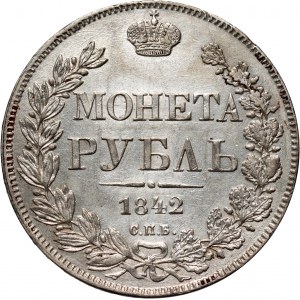 Russia, Nicola I, rublo 1842 СПБ АЧ, San Pietroburgo