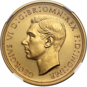 Veľká Británia, George VI, 5 libier 1937, zrkadlová známka (Proof)