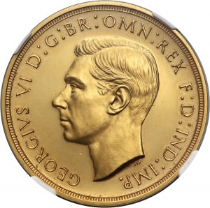 Wielka Brytania, Jerzy VI, 5 funtów 1937, stempel lustrzany (Proof)