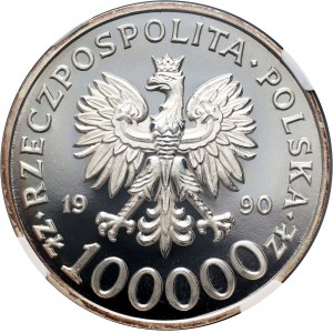 Troisième République, 100000 zloty 1990, Solidarité, Type D