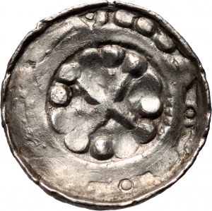 Polska, XI wiek, denar krzyżowy, krzyżyki/kule