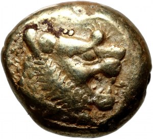 Grecja, Lidia, okres od Alyattesa do Krezusa 610-546 p.n.e., EL trite - 1/3 statera, Sardes, głowa lwa