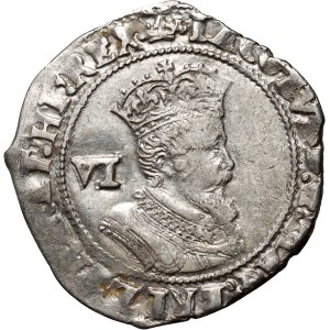 Inghilterra, Giacomo I Stuart, 6 penny 1608, Londra
