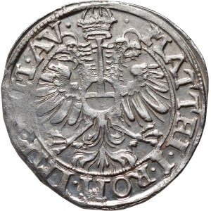 Německo, Salm-Dhaun, Wolfgang Friedrich a Johann Konrad v péči své matky Juliane, 1606-1617, dicken bez data (1612-1617), Wörrstadt, s titulárním Matthiasem