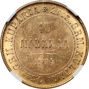 Finland, Nicholas II, 10 Marks 1904 L, Helsinki