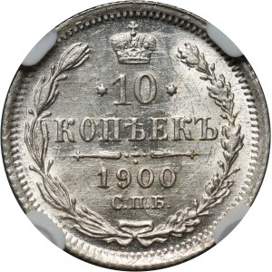 Rusko, Mikuláš II., 10 kopějek 1900 СПБ ФЗ, Petrohrad