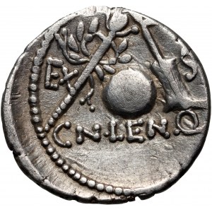 Repubblica romana, Cn. Lentulo 76-75 a.C., denario