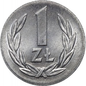 République populaire de Pologne, 1 zloty 1949, frappé sur un disque de 50 groszówka, DESTRUKT
