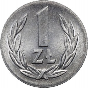 République populaire de Pologne, 1 zloty 1949, frappé sur un disque de 50 groszówka, DESTRUKT