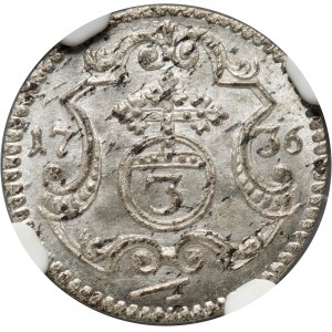 Augusto II il Forte, 3 fenigs 1736 FWoF, Dresda