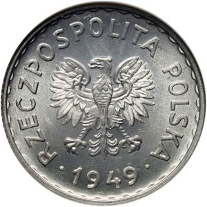 Poľská ľudová republika, 1 zlotý 1949, hliník