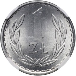 People's Republic of Poland, 1 zloty 1982, thin date numerals