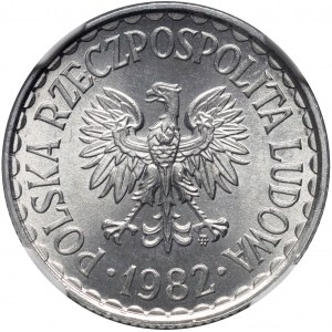 Volksrepublik Polen, 1 Zloty 1982, dünne Datumsziffern