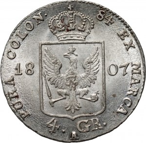 Allemagne, Prusse, Friedrich Wilhelm III, 4 groschen 1807 A, Berlin