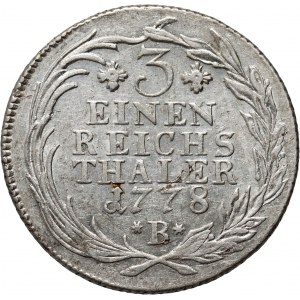 Silesia under Prussian rule, Frederick II, 1/3 thaler 1778 B, Wrocław