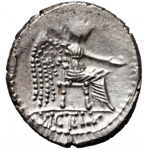 Repubblica Romana, M. Catone 89 a.C., denario, Roma