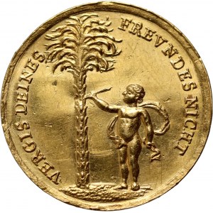 Německo, zlatá medaile o váze dukátu bez data (kolem roku 1740), Medaile přátelství, Jonat a David