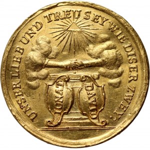 Germania, medaglia d'oro del peso di un ducato senza data (1740 circa), Medaglia dell'amicizia, Jonat e David