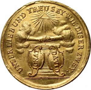 Allemagne, médaille en or pesant un ducat sans date (vers 1740), Médaille de l'amitié, Jonat et David