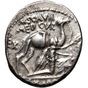 Rímska republika, M. Aemilius Scaurus Pub. Plautius Hypsaeus 58 pred n. l., denár, Rím