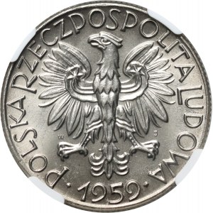 PRL, 5 zloty 1959, Rybak, PRÓBA, nichel