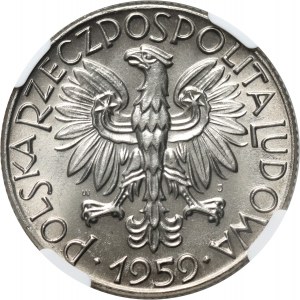 People's Republic of Poland, 5 gold 1959, Fisherman, SAMPLE, nickel