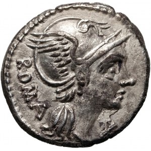 République romaine, L. Flaminius Chilo 109/108 av. J.-C., denier, Rome