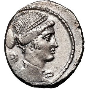 Římská republika, T. Carisius 46 př. n. l., denár, Řím
