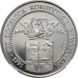 3a Repubblica, 200000 oro 1991, 200° anniversario della Costituzione del 3 maggio, CAMPIONE, nichel