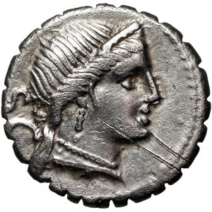Römische Republik, C. Naevius Balbus 79 v. Chr., Denarius serratus, Rom