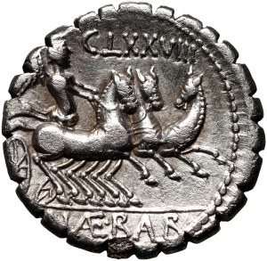 Republika Rzymska, C. Naevius Balbus 79 p.n.e., denar serratus, Rzym