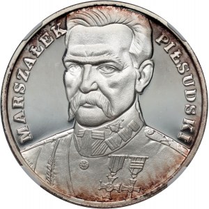 Tretia republika, 100000 zl 1990, triptych Malý, Józef Piłsudski
