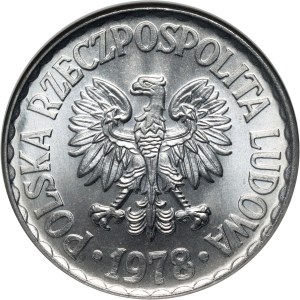 People's Republic of Poland, 1 zloty 1978, without mint mark