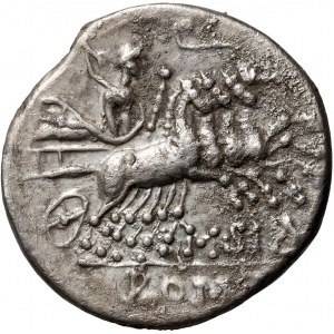 Repubblica romana, Q. Curtius M. Silanus 116/115 a.C., denario, Roma