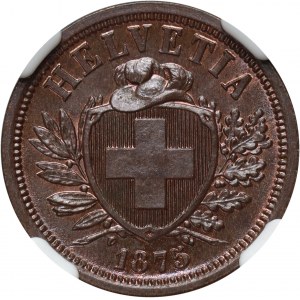 Švýcarsko, 2 rappen 1875 B, Bern