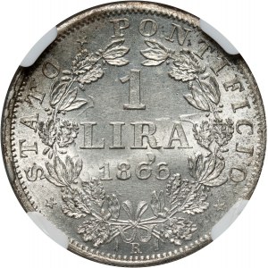 Vatican, Pius IX, Lira 1866 R, Rome