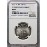 November Uprising, 2 zloty 1831 KG, Warsaw