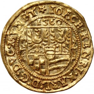 Slezsko, Joachim Ząbkowicki, Henryk III Bierutowski, Jan Oleśnicki, Jerzy III Ziębicki, dukát 1560, Złoty Stok