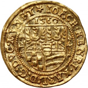 Śląsk, Joachim Ząbkowicki, Henryk III Bierutowski, Jan Oleśnicki, Jerzy III Ziębicki, dukat 1560, Złoty Stok