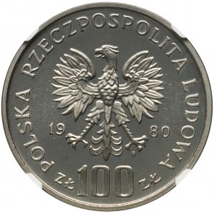 PRL, 100 zloty 1980, Jan Kochanowski, PRÓBA, nichel