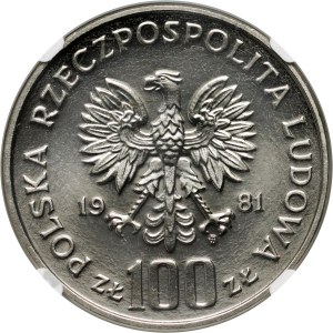 People's Republic of Poland, 100 zloty 1981, Horse, SAMPLE, nickel