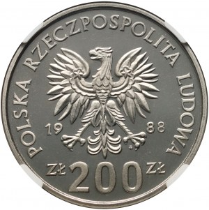 People's Republic of Poland, 200 gold 1988, XIV World Cup - Italy 1990, SAMPLE, nickel