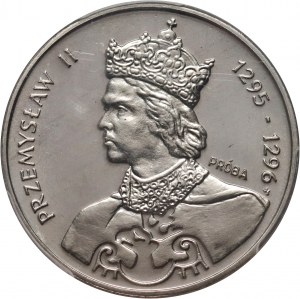 Polská lidová republika, 100 zlotých 1985, Przemysław II, PRÓBA, nikl