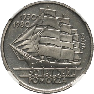 PRL, 20 zlotys 1980, 50 ans du Dar Pomorza, PRÓBA, nickel