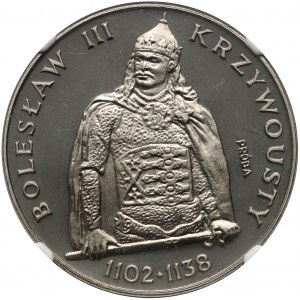 Poľská ľudová republika, 200 zlotých 1982, Boleslav III Krivoprísažný, polovičná figúra, SAMPLE, nikel