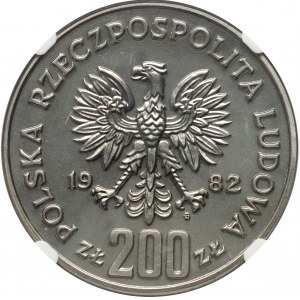 Poľská ľudová republika, 200 zlotých 1982, Boleslav III Krivoprísažný, polovičná figúra, SAMPLE, nikel