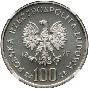 République populaire de Pologne, 100 zloty 1977, barbeau, PRÓBA, nickel