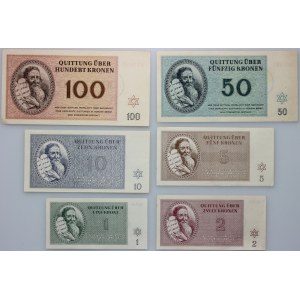 Cecoslovacchia, Ghetto di Terezin, set di banconote (6 pezzi) 1943