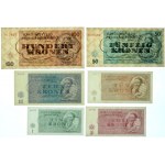 Czechosłowacja, Getto Terezin, zestaw banknotów (6 sztuk) 1943